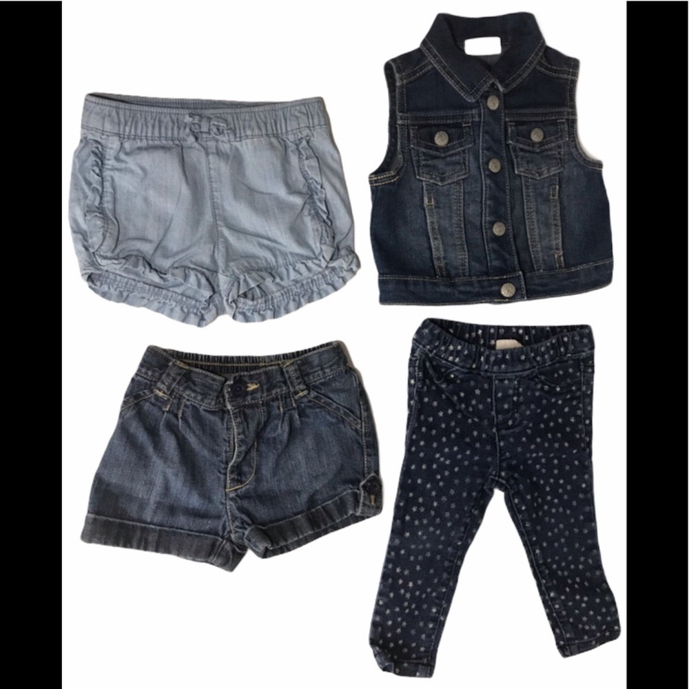 Girls Lot 2 Shorts 1 Jean 1 Jean Vest 6-12M